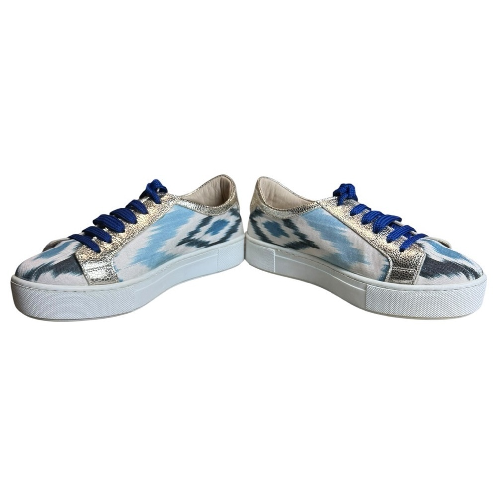 Baldiz Ikat Abstract Print Gold Metallic Sneakers Size 38 (US 8) - Picture 3 of 13